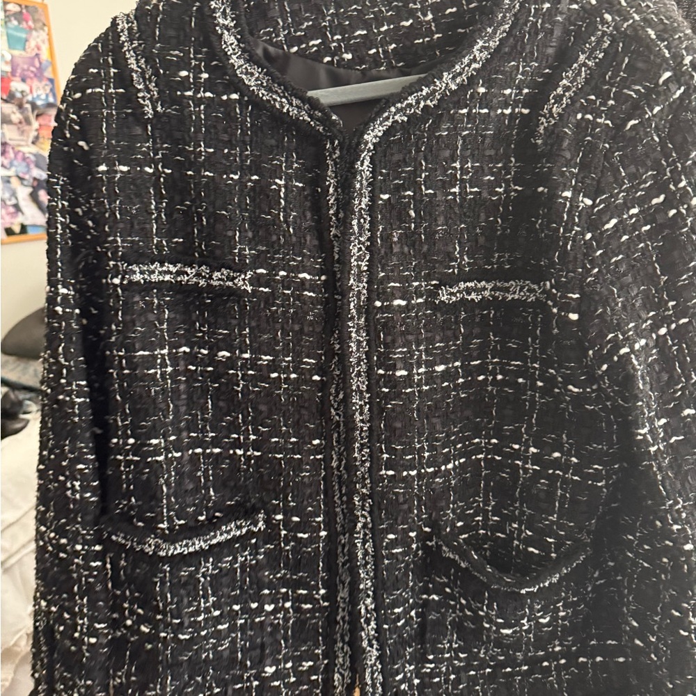 Women's Black and White Tweed Jacket